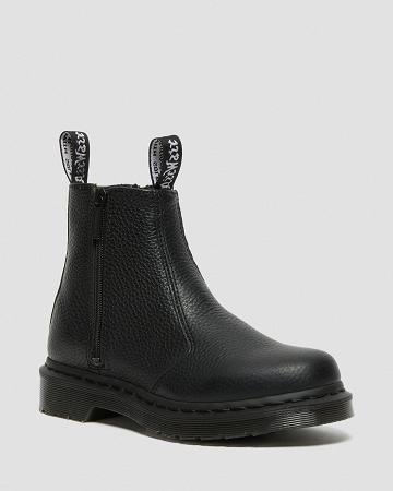 Botines Chelsea Dr Martens 2976 Cuero Cremallera Mujer Negros | MX 65MQZ